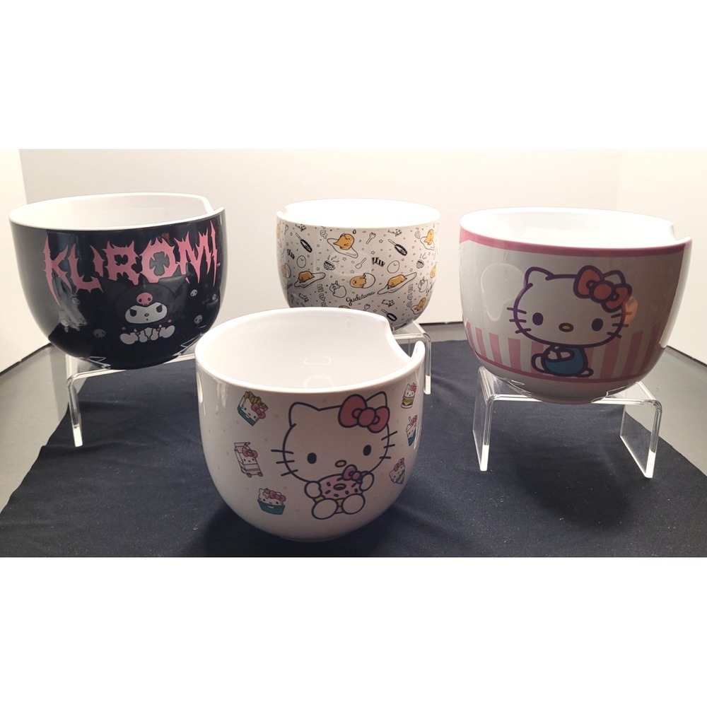 SANRIO Kuromi, Hello Kitty, and Gudetama Noodle Bowls - Lot of 4